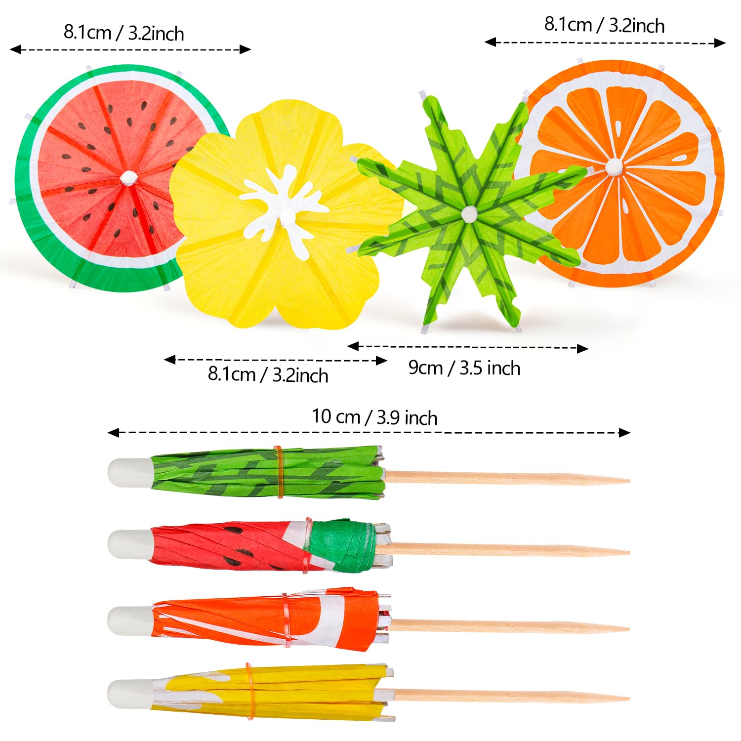 Paraguas para bebidas, 150 piezas de paraguas de cóctel para bebidas, paraguas para bebidas, palillos de cóctel, barras Tiki, plato de frutas y fiesta de cumpleaños, colores surtidos, 3 estilos