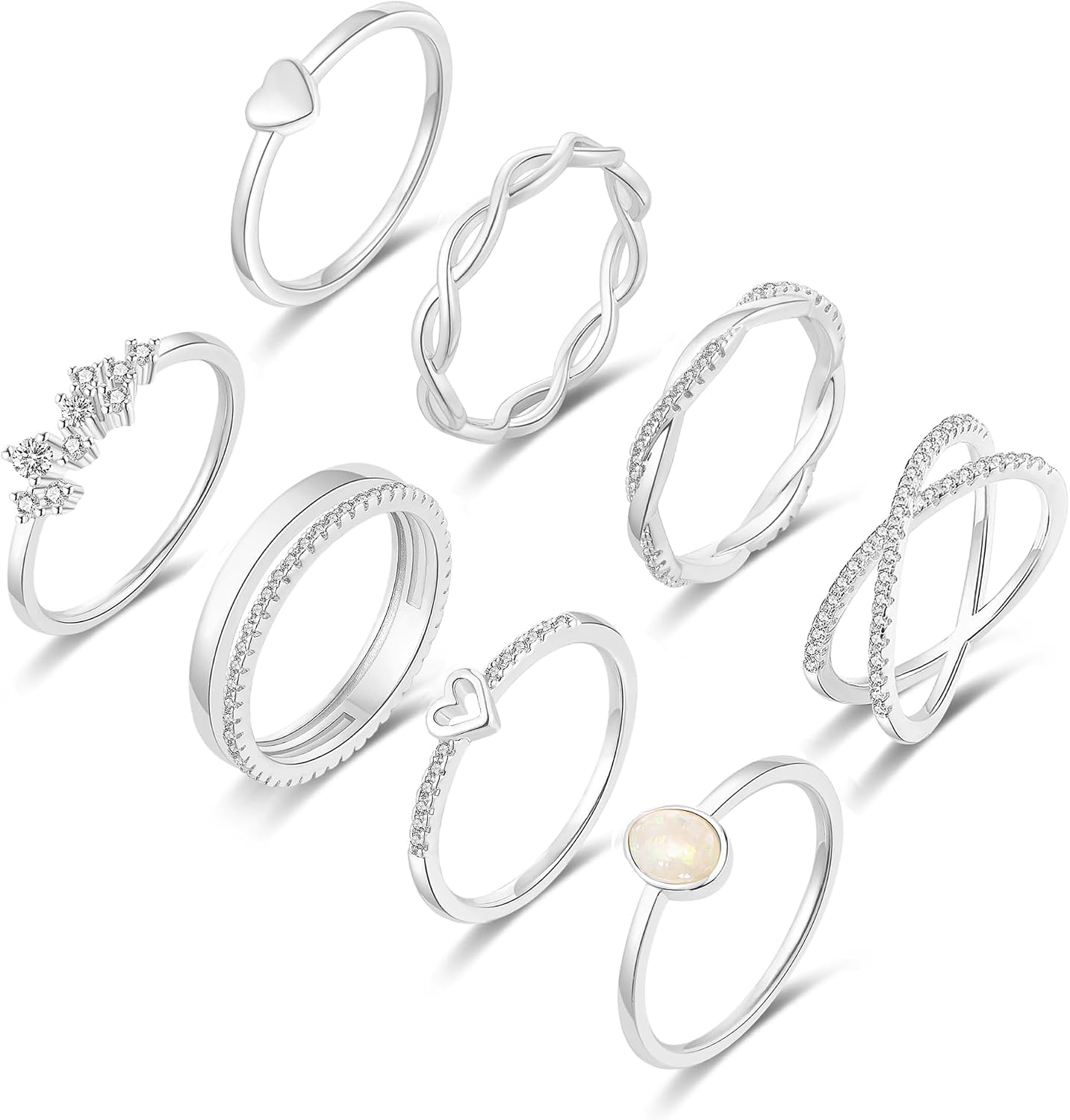 RLMOON 8PCS Gold Silver Rings for Women Non Tarnish Stackable Ring Set