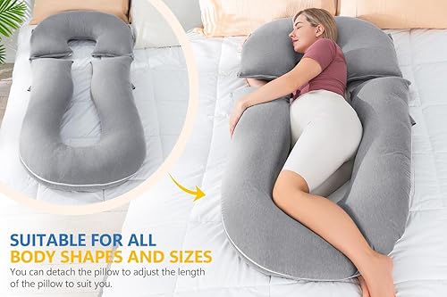 Miniatura 4 de INSEN Almohadas de embarazo, almohada corporal desmontable para dormir, enfermera y relajarse, almohadas de embarazo multiusos para mujeres