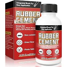 Rubber Cement - Rubber Contact Cement Glue With Brush, Dry Clear Cement Glue For Crafts, Wrinkle-Free Paper Cement, Water-Resistant Rubber Cement Adhesive For Photos, Wood, Crafts 3.72, Fluid Ounces