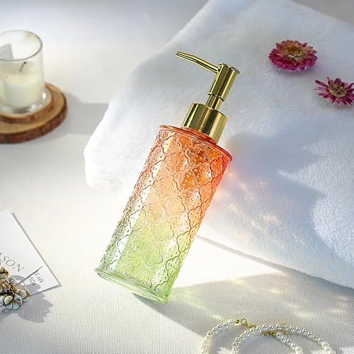 Miniatura 3 de Dispensador de jabón con bomba, dispensador de jabón líquido recargable para encimera de baño, fregadero de cocina (verde naranja)