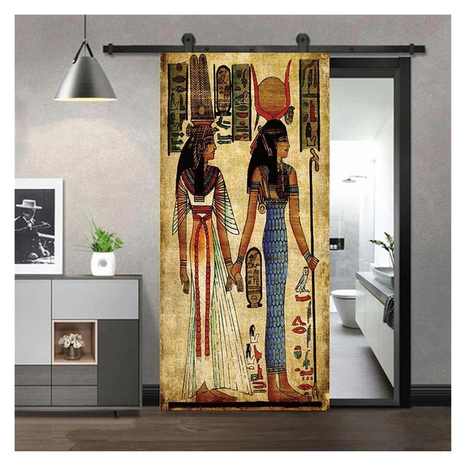 Sticker de porte 3D pharaon égyptien 40x120cm auto-adhésif