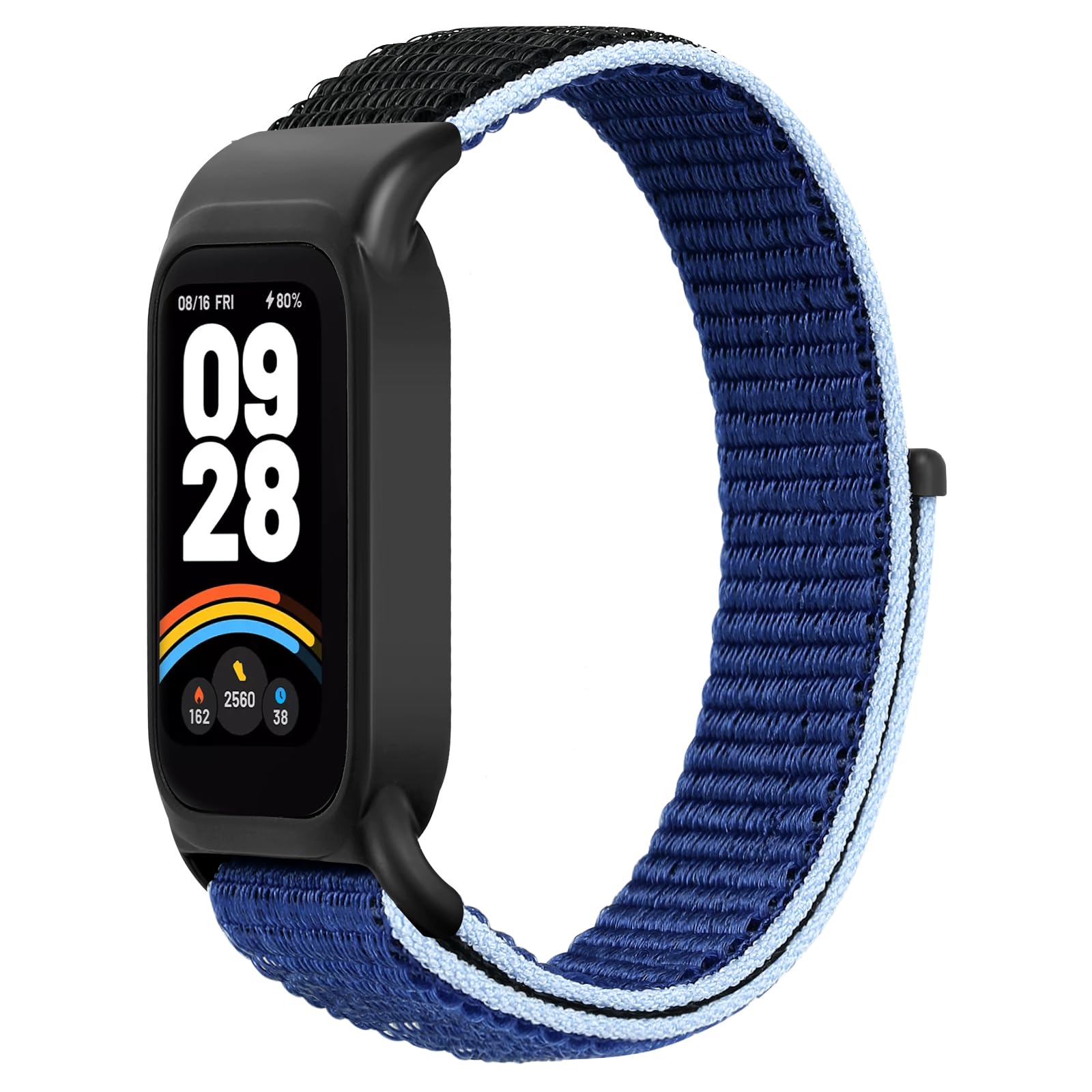 Huamanlou Nylon Strap Compatible with Xiaomi Smart Band 9 Active/Redmi Smart Band 3, Adjustable Sport Loop Replacement Wristband for Xiaomi Smart Band 9 Active