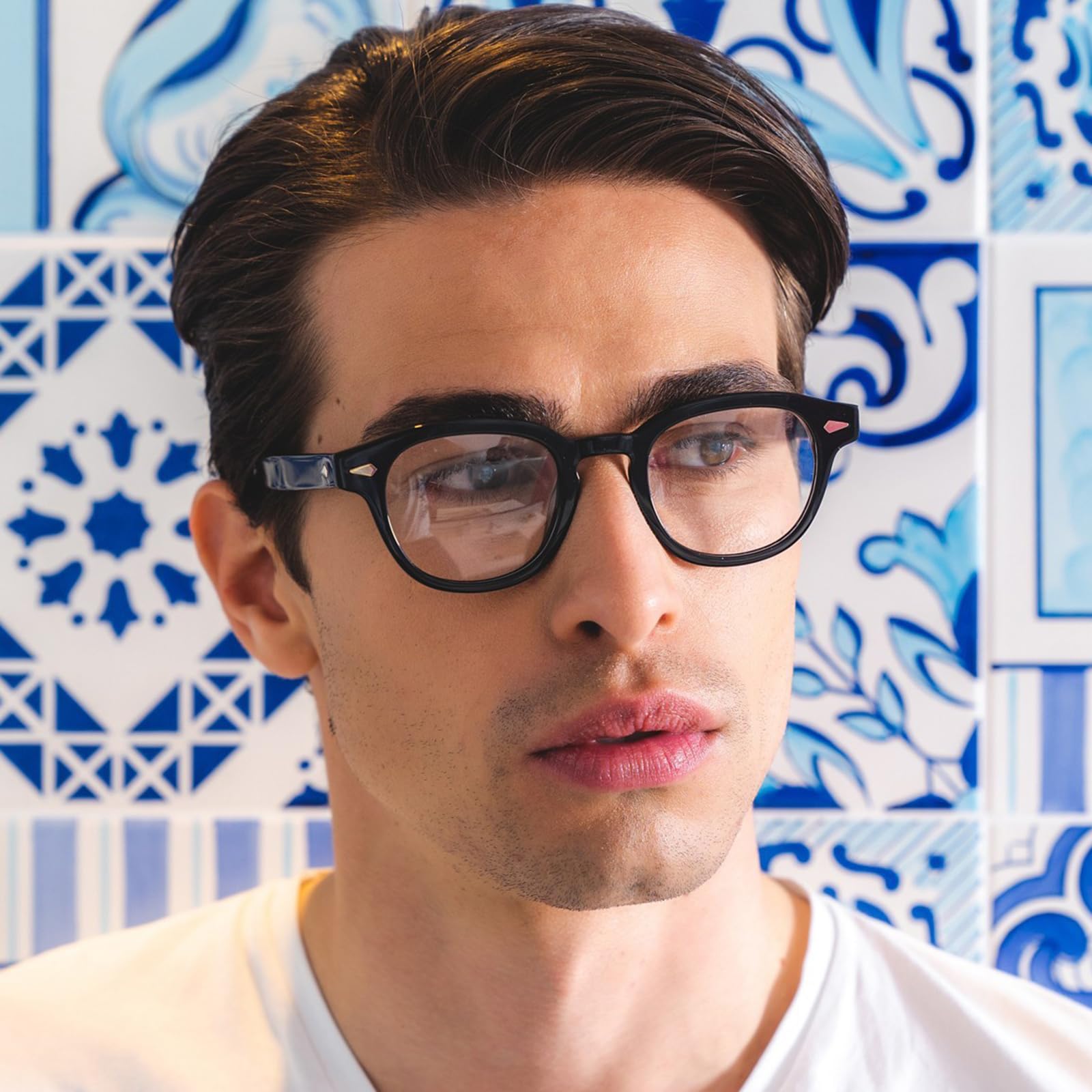 AIEYEZO Occhiali di luce blu alla moda per uomo donna computer occhiali rotondi che bloccano la luce blu