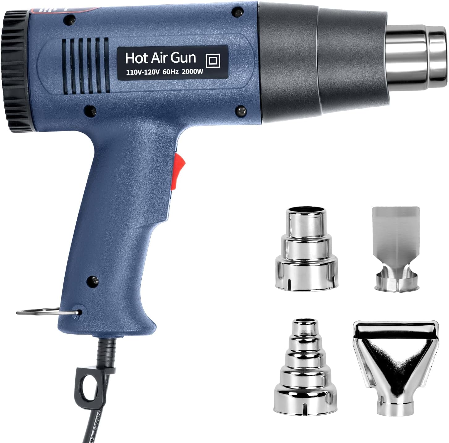 Heat Gun 1800W 250℉~1095℉, Variable Temperature Control Overload Protection with 4 Nozzles for Soften paint, Putty Removal, Shrink Wrap, Loosen Rusted Nuts or Bolts (866B)