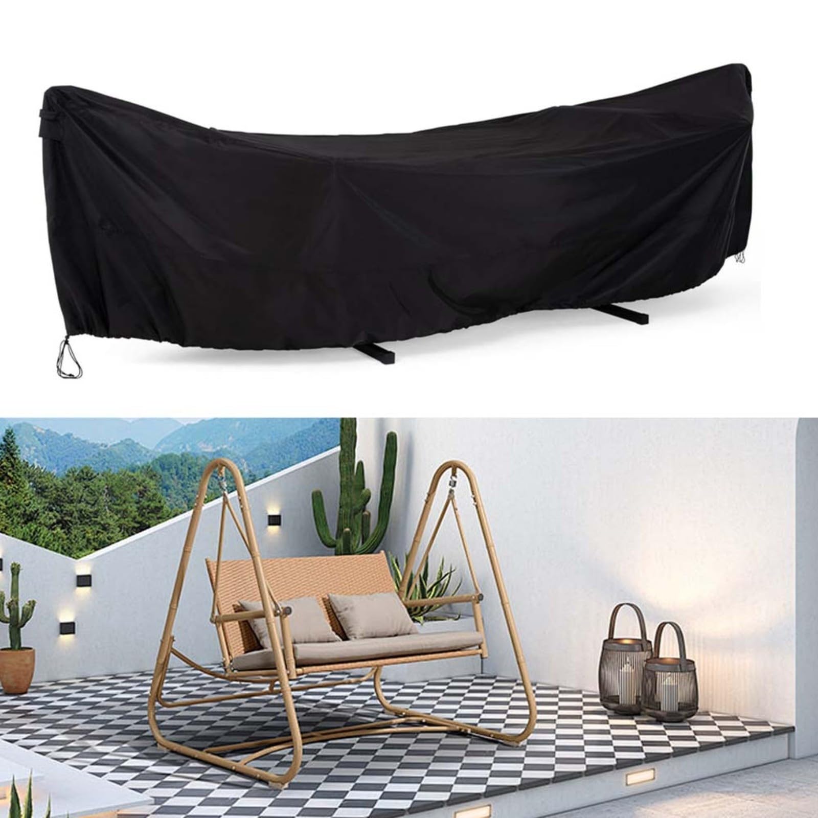 210D Hummock Abdeckung für den Außenbereich, schützt vor Regen, Schnee, Staub, mit winddichten Riemen und Belüftung für Luftzirkulation (370 x 140 x 93 cm)