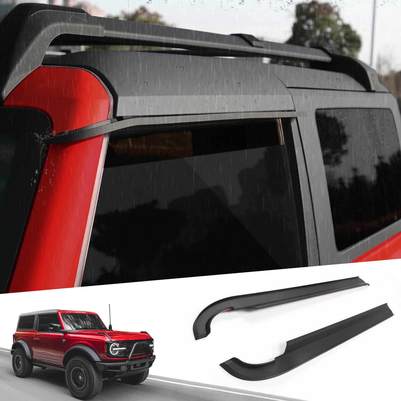 Mabett Window Visor Rain Guard for Ford Bronco 2021 2022 2023 Accessories 2-Door Protect from Raindrops Sound Noise Sun Rays