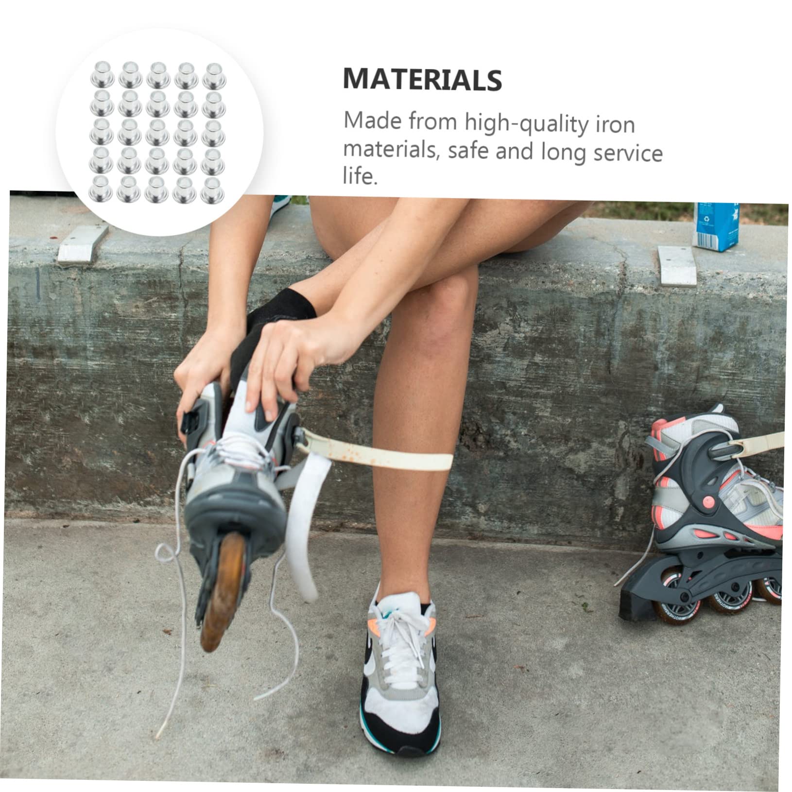 Yardwe 2sets Jam Plugs for Roller Skates Skate Axle Spacer Wheel Bearings Stainless Steel Side Plugs 50pcs*2