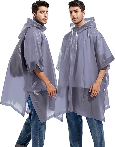 Miniatura 2 de Borogo Paquete de 2 ponchos de lluvia para adultos, reutilizables, impermeables, de supervivencia, emergencia, resistente, con capucha con cordón