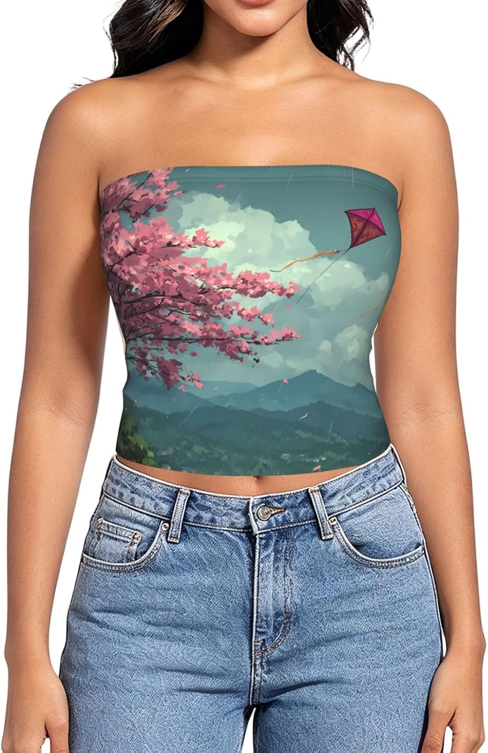Flying Kites in Spring Women's Strapless Tank Top Soft Breathable Light Comfort for Everyday Outfits