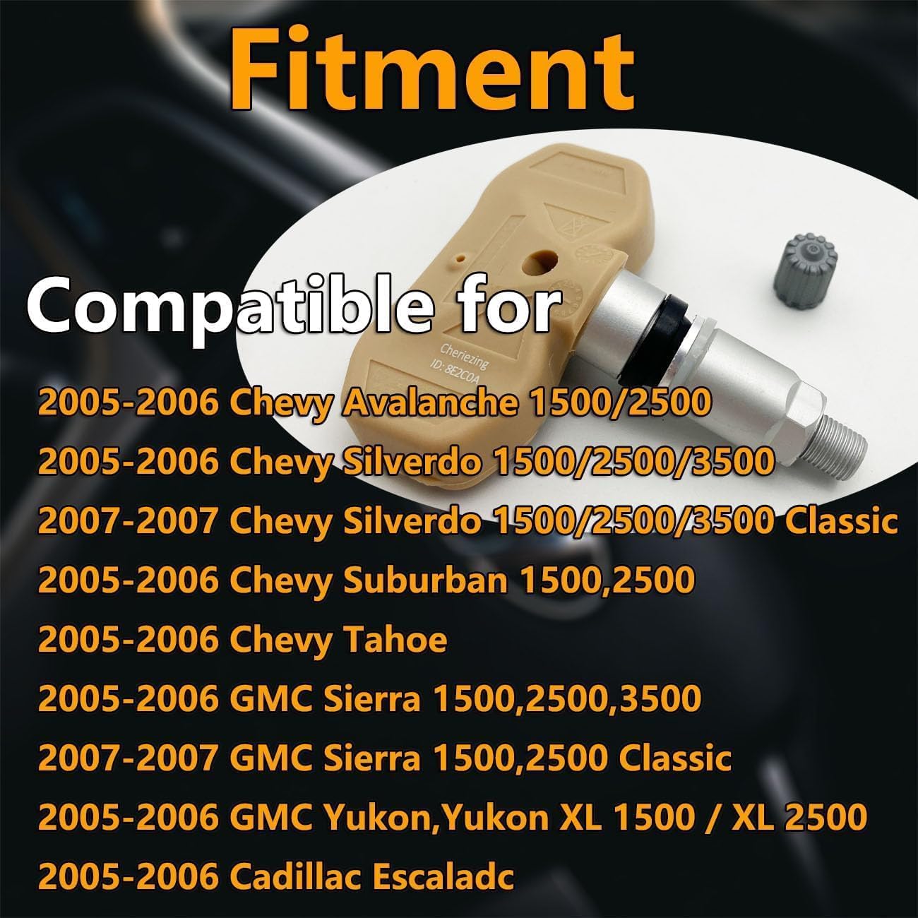 15114379 Programmed Tire Pressure Monitoring System (TPMS) Sensor Compatible with 2005-2006 Avalanche Silverado Suburban Sierra Yukon 315MHz Set of 4