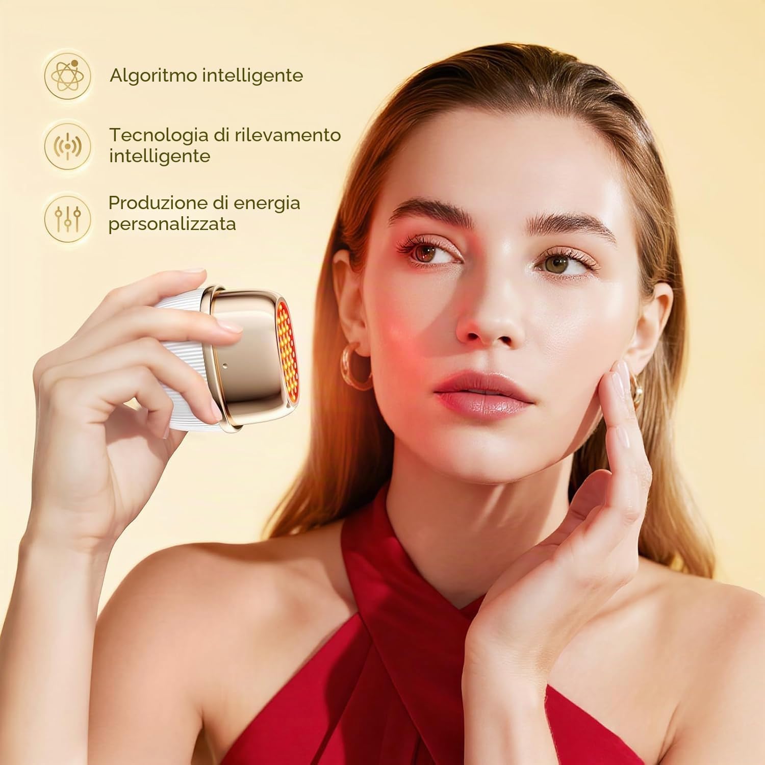 ANLAN Massaggiatore Radiofrequenza Viso 24K Oro Antirughe 3 Modalità 3 Livelli Intensità EMS