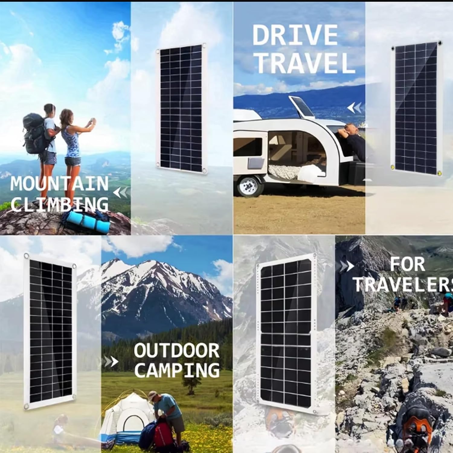 1000W Watt Solar Panel Kit, High-Efficiency Solar Module for RV Trailer Camper Marine Off Grid Phone Outdoor Camping Hiking Fishing Cycling