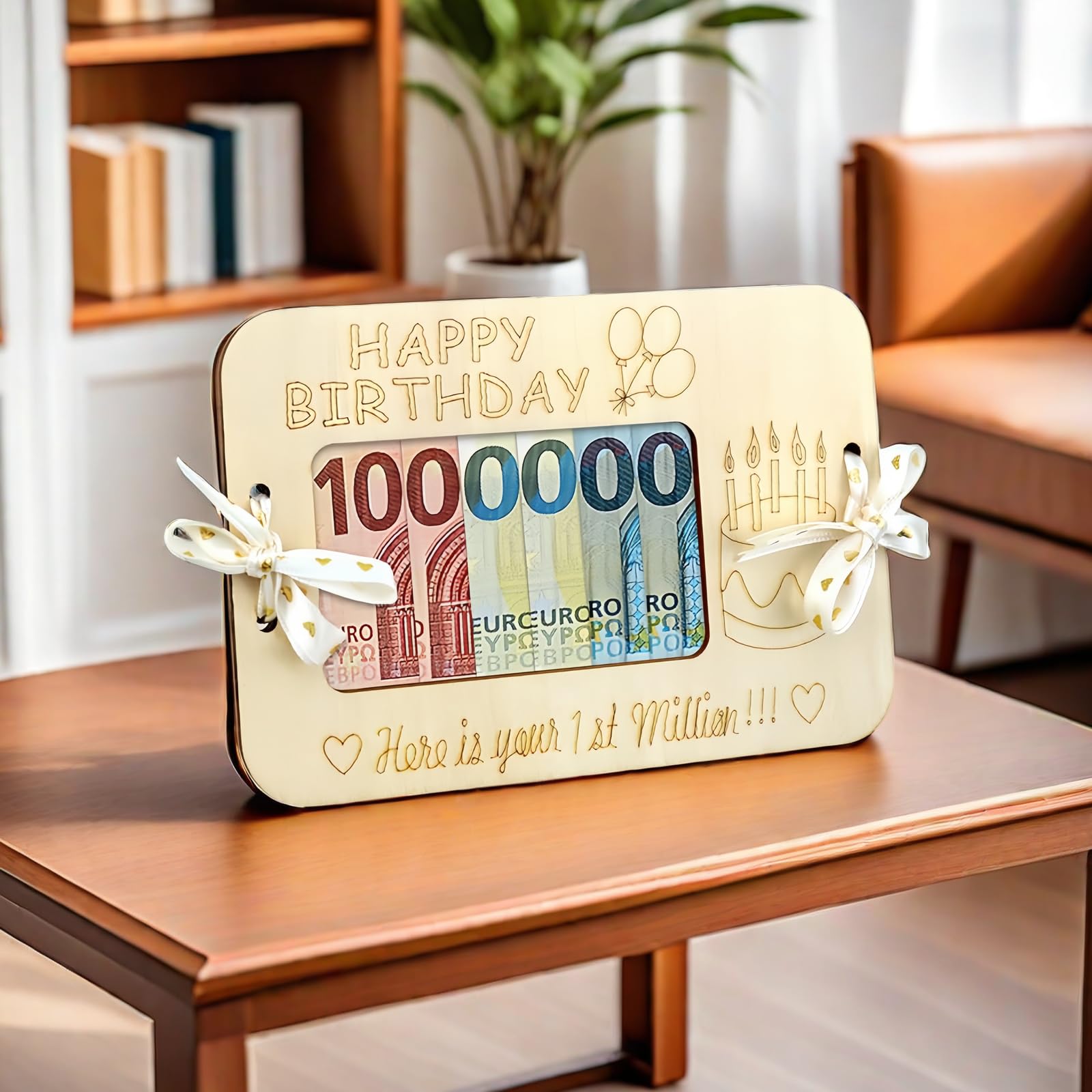 Carte Cadeau Argent En Bois - Support Pour Billets, Personnalisable, Idéal Anniversaire, Mariage, Fête Des Mères - 2