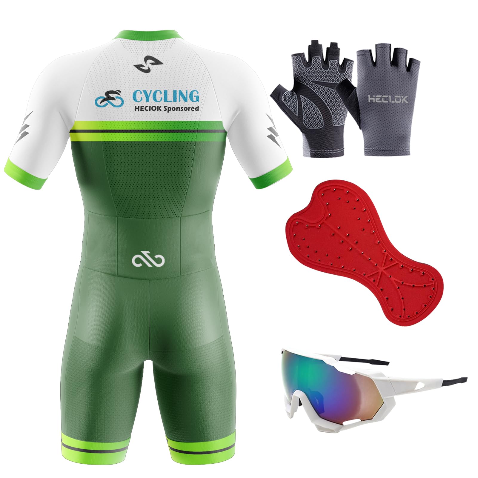 Herren Fahrrad Skinsuit, Triathlon Anzug Herren, Radsportanzug gepolstert einteilig Trisuit, Trisuit Einteiler für Wettkampf, Einteiler Trisuit Bike, Run, Cycle, Swim