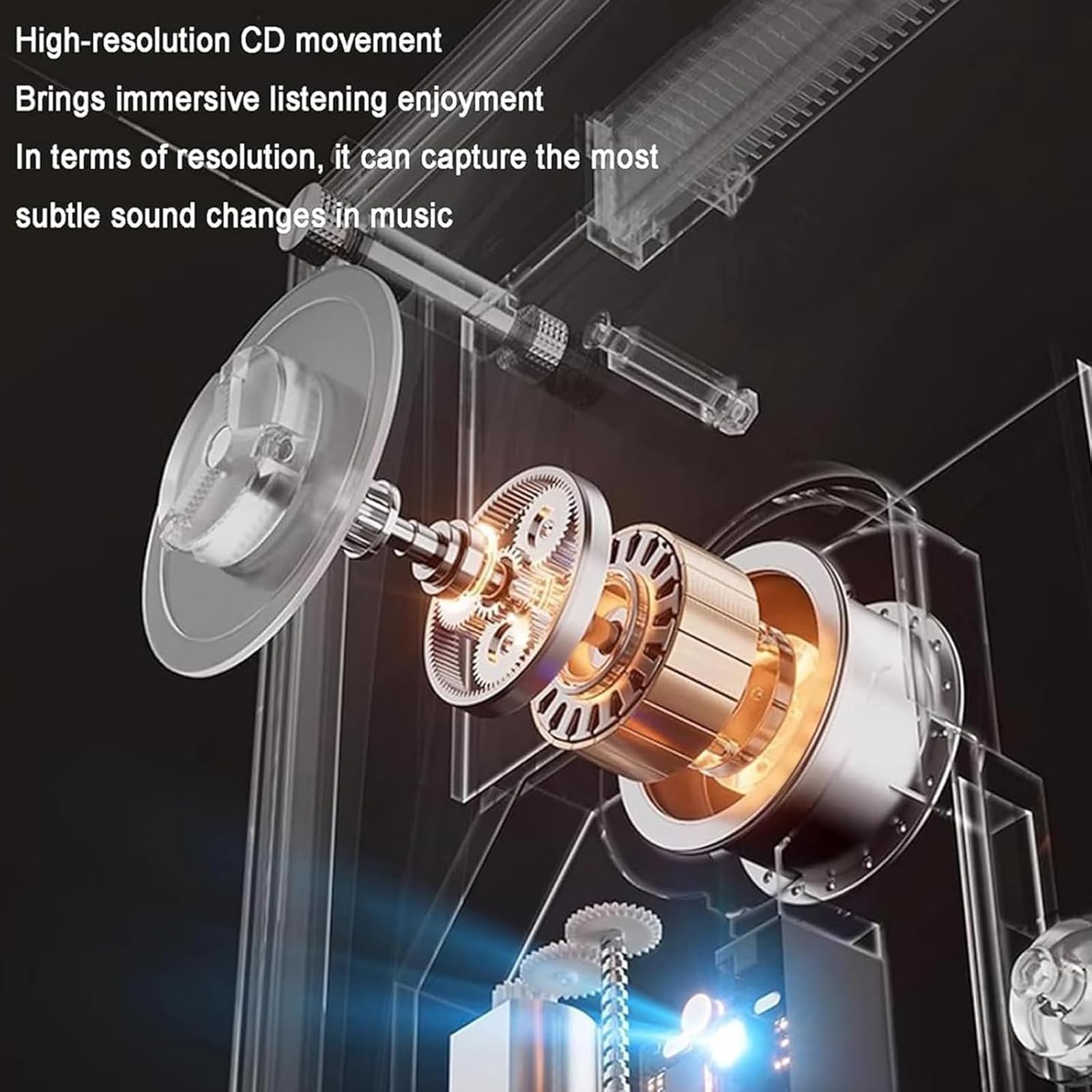 Lettore CD con telecomando, design montabile a parete, Bluetooth 5.0 e uscita AUX da 3,5 mm, display a LED, senza altoparlante integrato per la decorazione di casa e ufficio