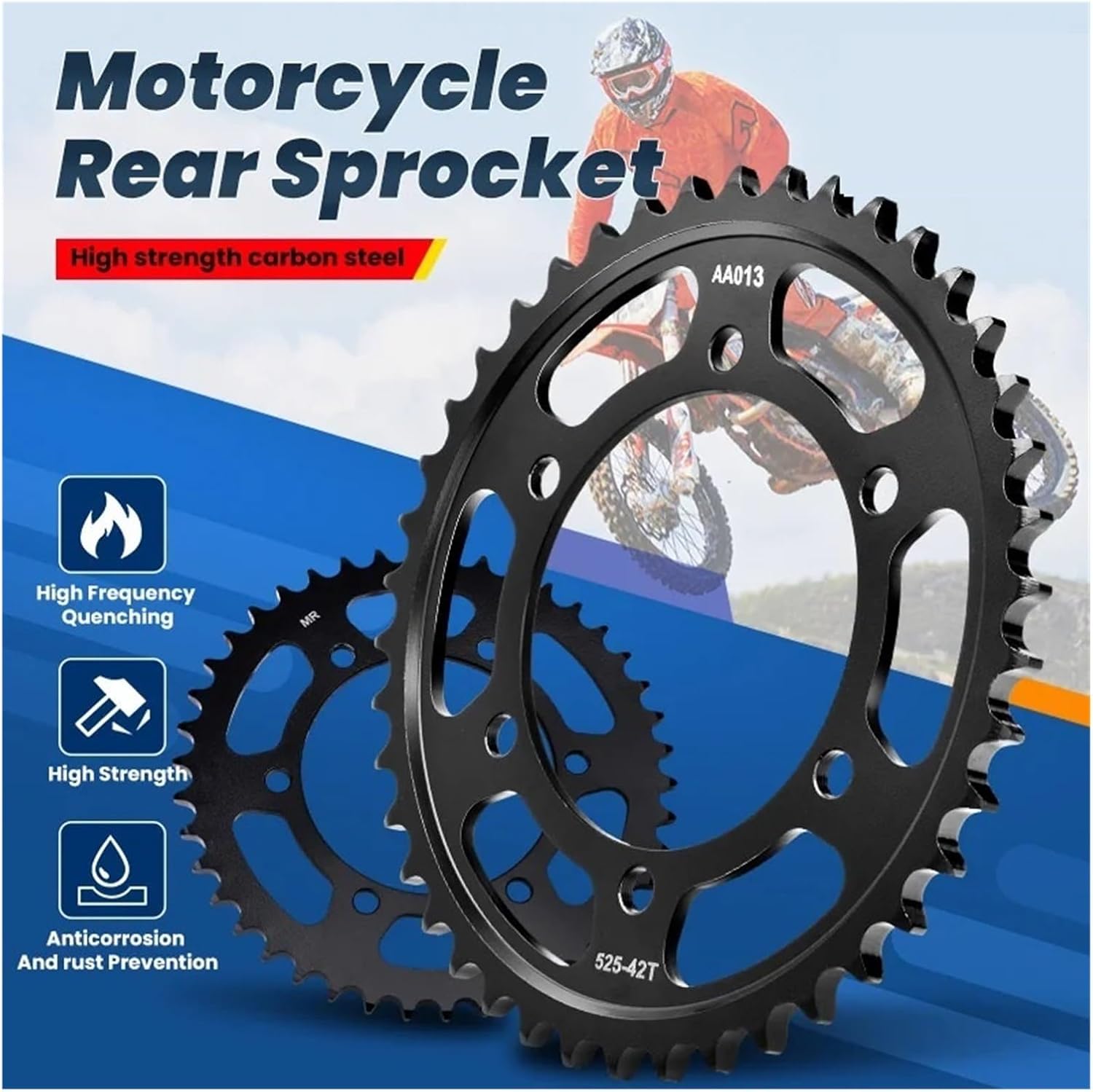 バイクチェーンスプロケット 525 42T オートバイリアスプロケット