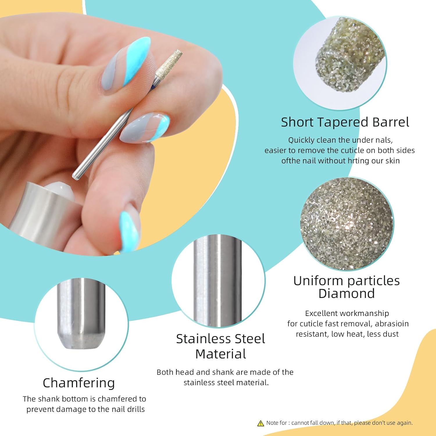 3mm Short Tapered Cuticle Clean Nail Drill Bit, Russian Diamond Nail Bits Professional Safety Under Nail Cleaner Burr for Cuticle Dead Skin, Electric Nails Drill Accessories, Medium image 5