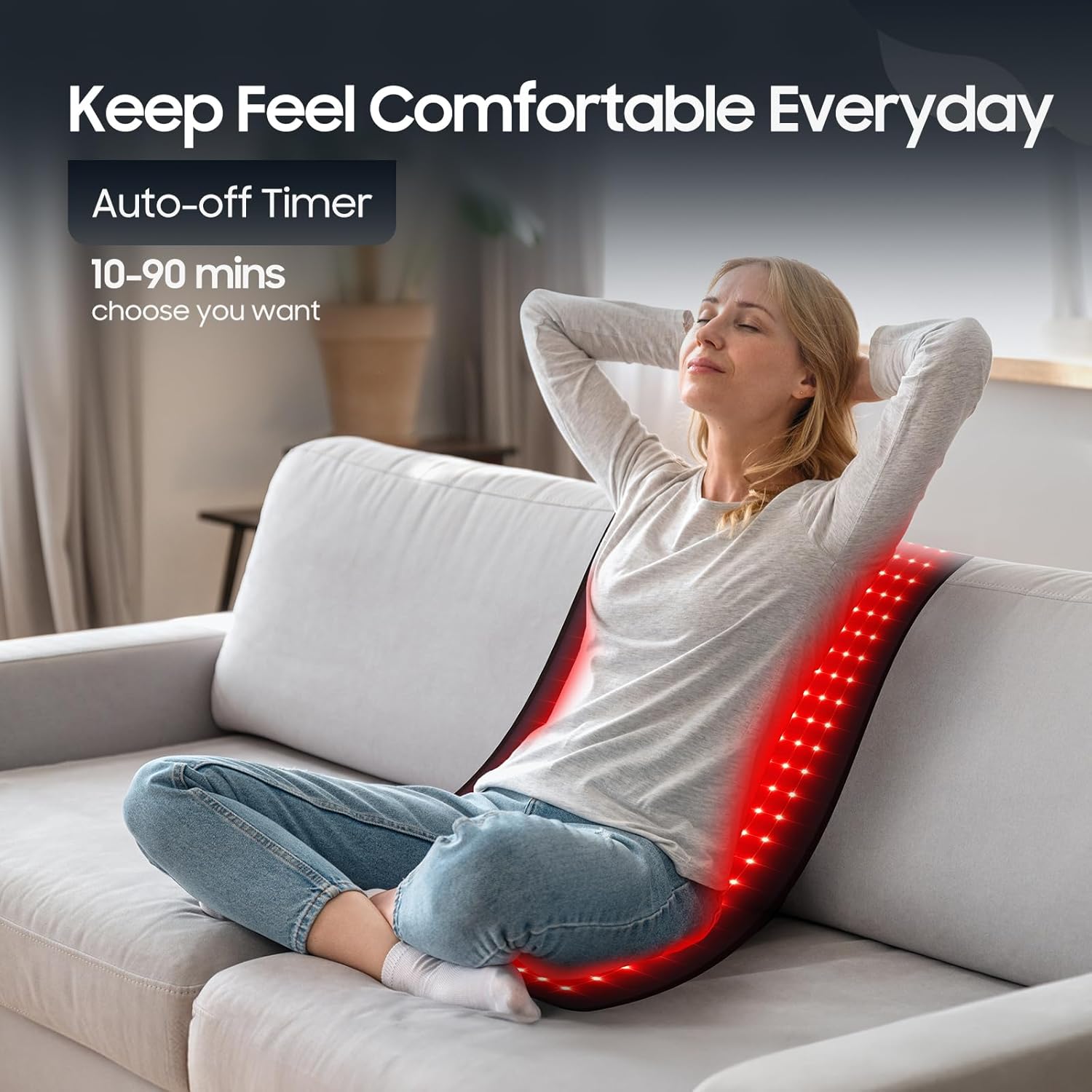 Red Light Therapy Mat, 2in1 LEDs (660nm& 850nm) Red Light Therapy Blanket, Premium Material, Adjustable Timer & Intensity (420 LEDs) (420 LEDs) - Image 4
