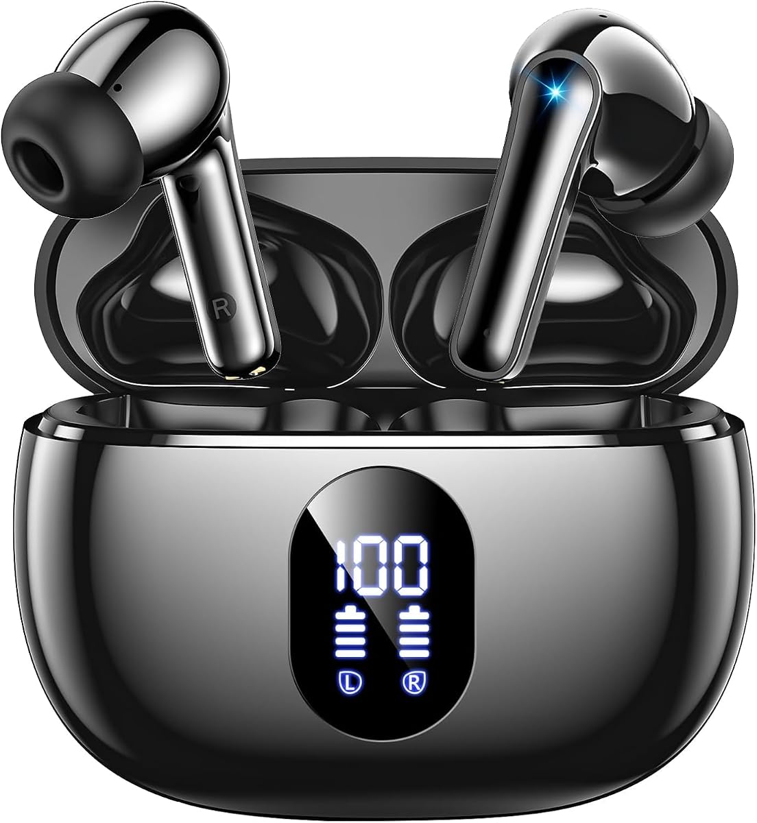 Wireless Earbuds, Hi-Fi Deep Bass Ear Buds, 48H Playtime In-Ear Headphones | 2 Mics for Clear Calls, LED Display, IPX7 Waterproof, Touch Control, Lightweight Bluetooth Earphones for iPhone/Android/TV