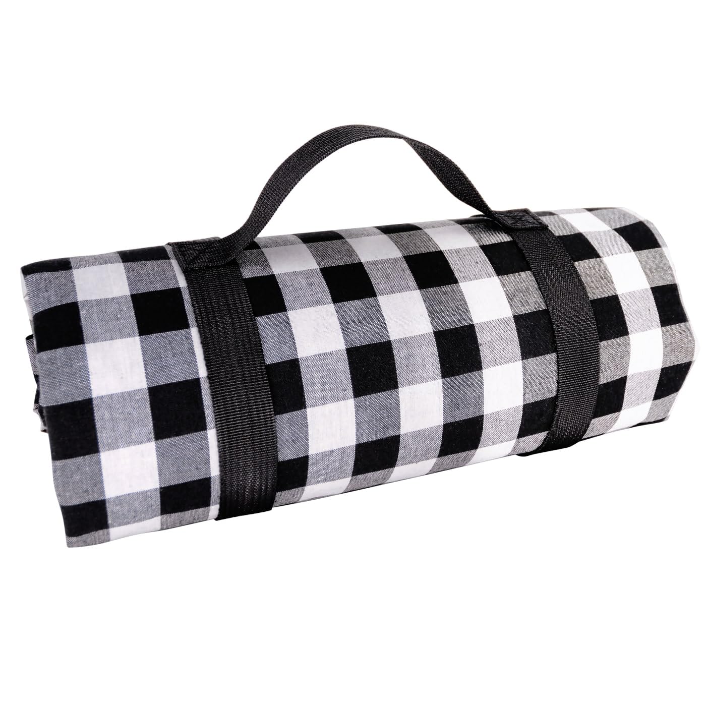 Les Jardins de la Comtesse - Tovaglia rettangolare da Picnic a quadretti, colore montagna - cotone e retro impermeabile poliestere - 280 x 140 cm - nero/bianco - 8/12 persone - Tappeto/coperta picnic