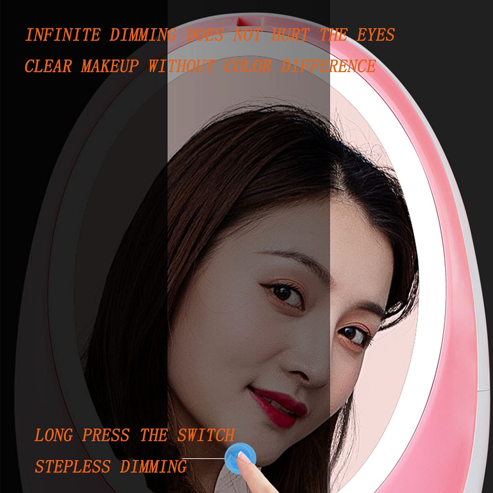 Barmalmnh Organizer per trucchi, scatola per trucchi di bellezza, impermeabile e antipolvere, organizer professionale per trucchi da viaggio, specchio per il trucco con luce rotante a 360 gradi,