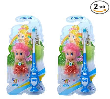 Cartoon series toothbrush for Children serlies kids with soft bristles with Mini toy ( pack of 2 set With Multicolored)