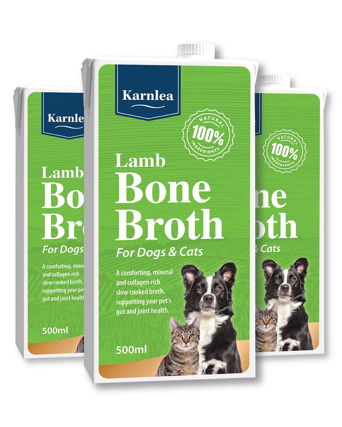 Pets Lamb Bone Broth - 3x 500ml | 100% Real & Natural Liquid Bone Broth for Cats & Dogs | Nutritious, High in Collagen & Protein for Healthy Joints, Gut, Digestion, Skin & Sickness Recovery