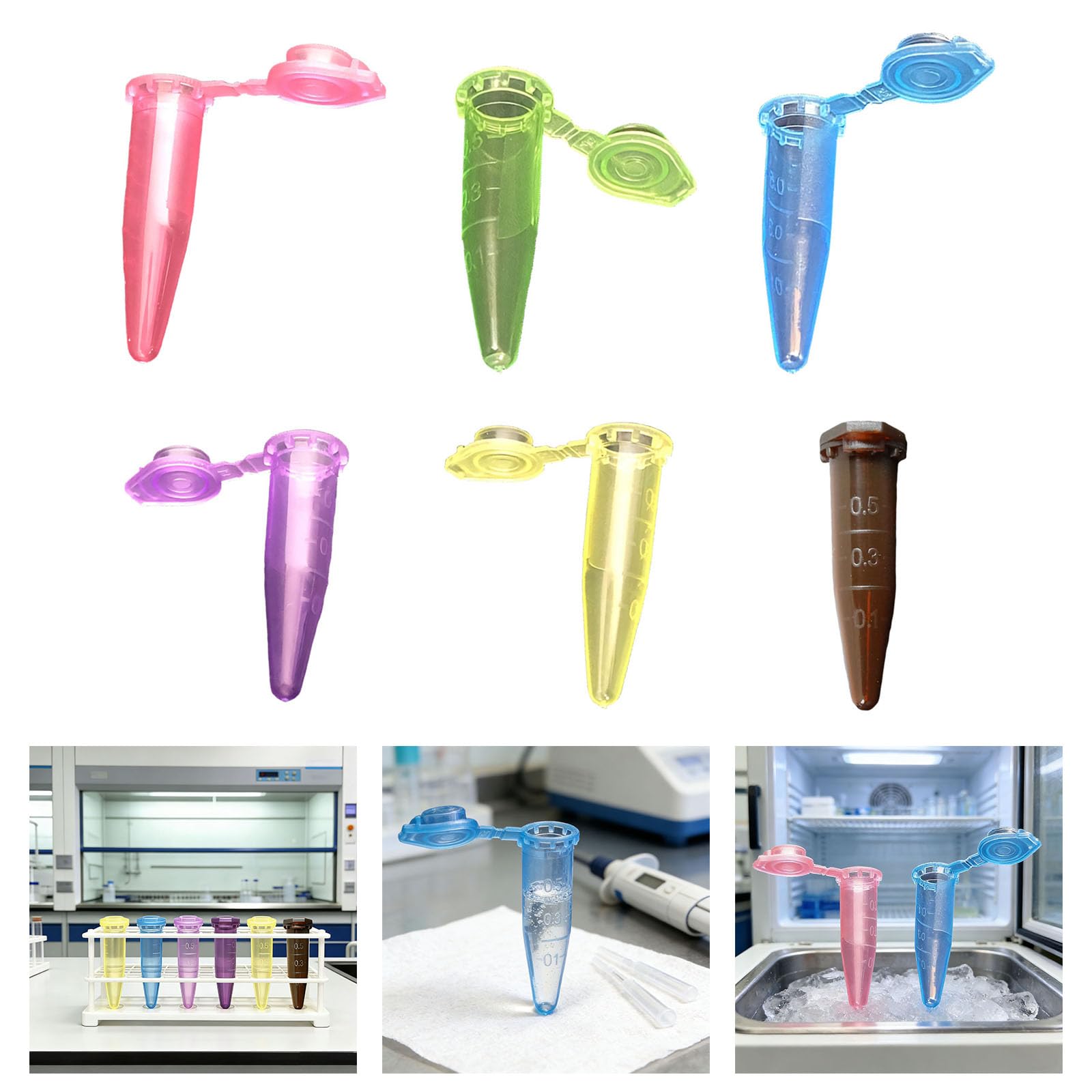 500 tubos de centrífuga graduados con tapas a prueba de fugas, 1,5 ml, vial cónico de almacenamiento de muestras para laboratorios escolares centrífuga graduada