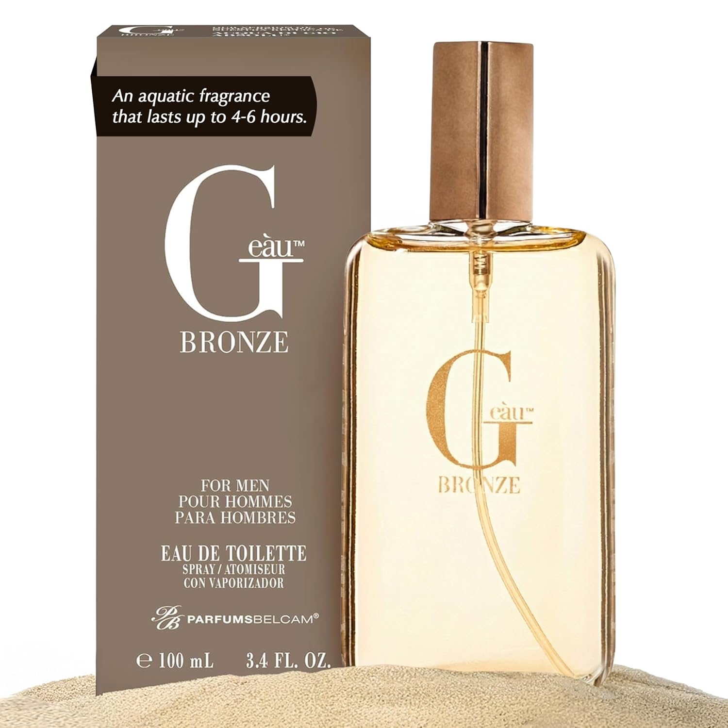 PB ParfumsBelcam G eàu Bronze Eau de Toilette Spray Perfume for Men – 3.4 Fl Oz Affordable Long Lasting Cologne, Aquatic Woody Fragrance with Citrus, Lavender, Rosemary & Patchouli for All Day Use