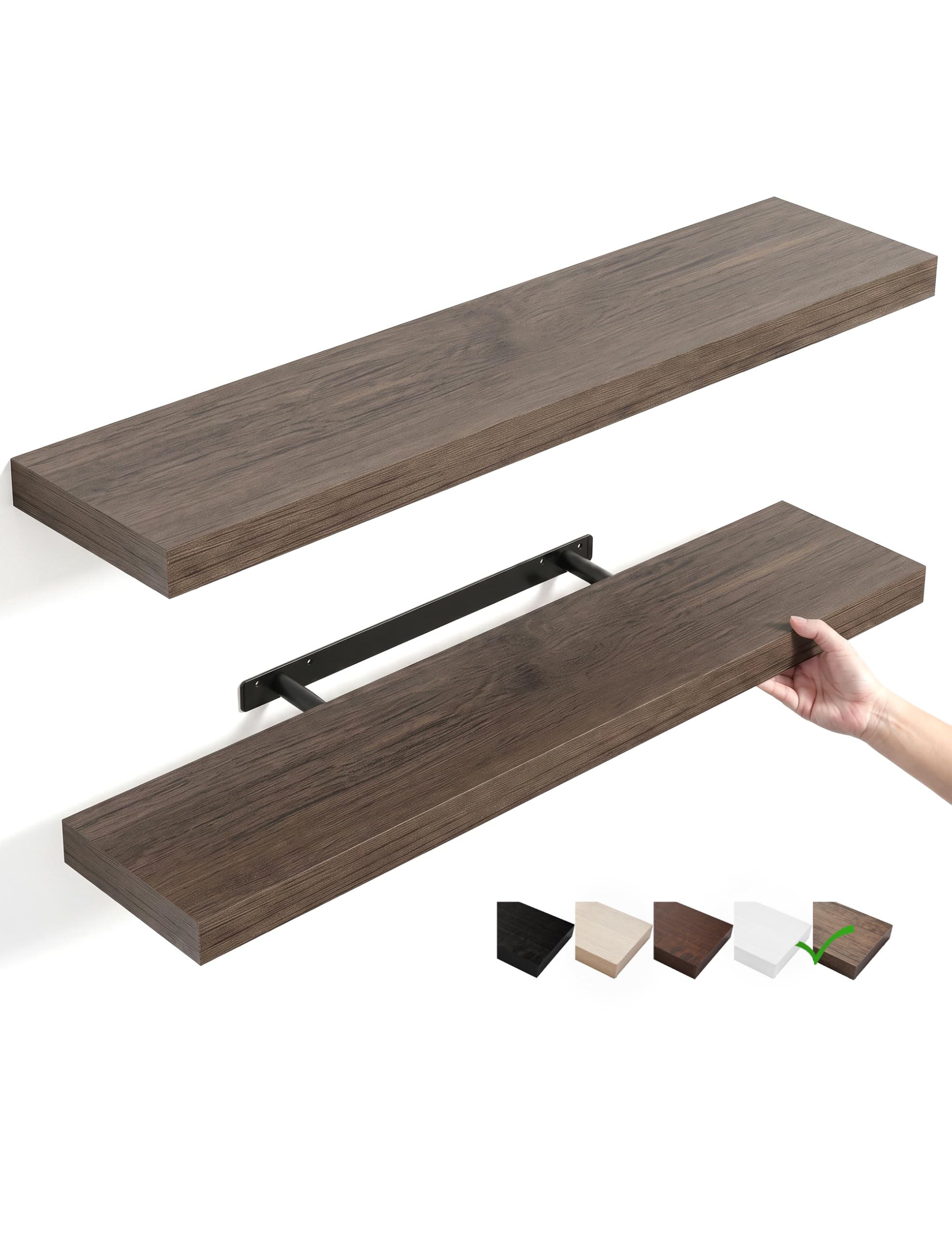 Estantes flotantes de madera para decoración de pared y almacenamiento, estantes colgantes resistentes con soportes invisibles, estante decorativo de pared para sala de estar, dormitorio