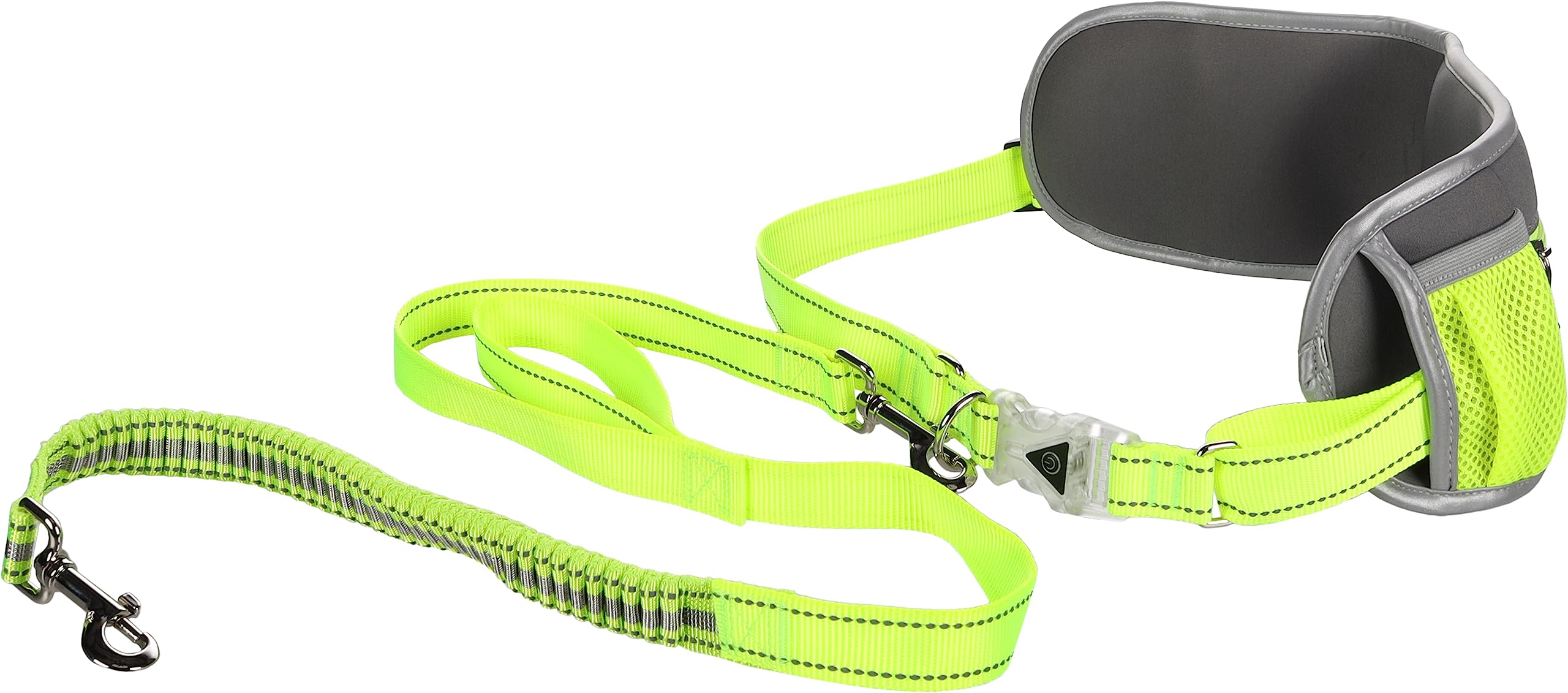Laisse réfléchissante pour Chien Mains Libres - Laisse 118cm Centure 80-140cm - Chien de Course - Ceinture Réglable pour la Marche - Le Jogging - lumière LED et Bande LED arrière Rechargeable