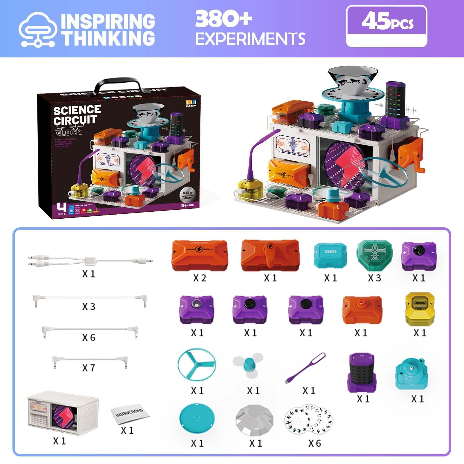 Experimentierkasten Elektrotechnik, 380 Exp., 45 Teile, ab 3 J. | STEM Lernspielzeug, Für Kinder, Praktisches Physiklernen, Ideal als Geschenk