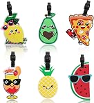 6 Pack Unique Luggage Tags for Suitcase, Cute Silicone Suitcases Backpack Tags for Women Men Kids, Funny Luggage Tags Baggage Identify Label with Loop