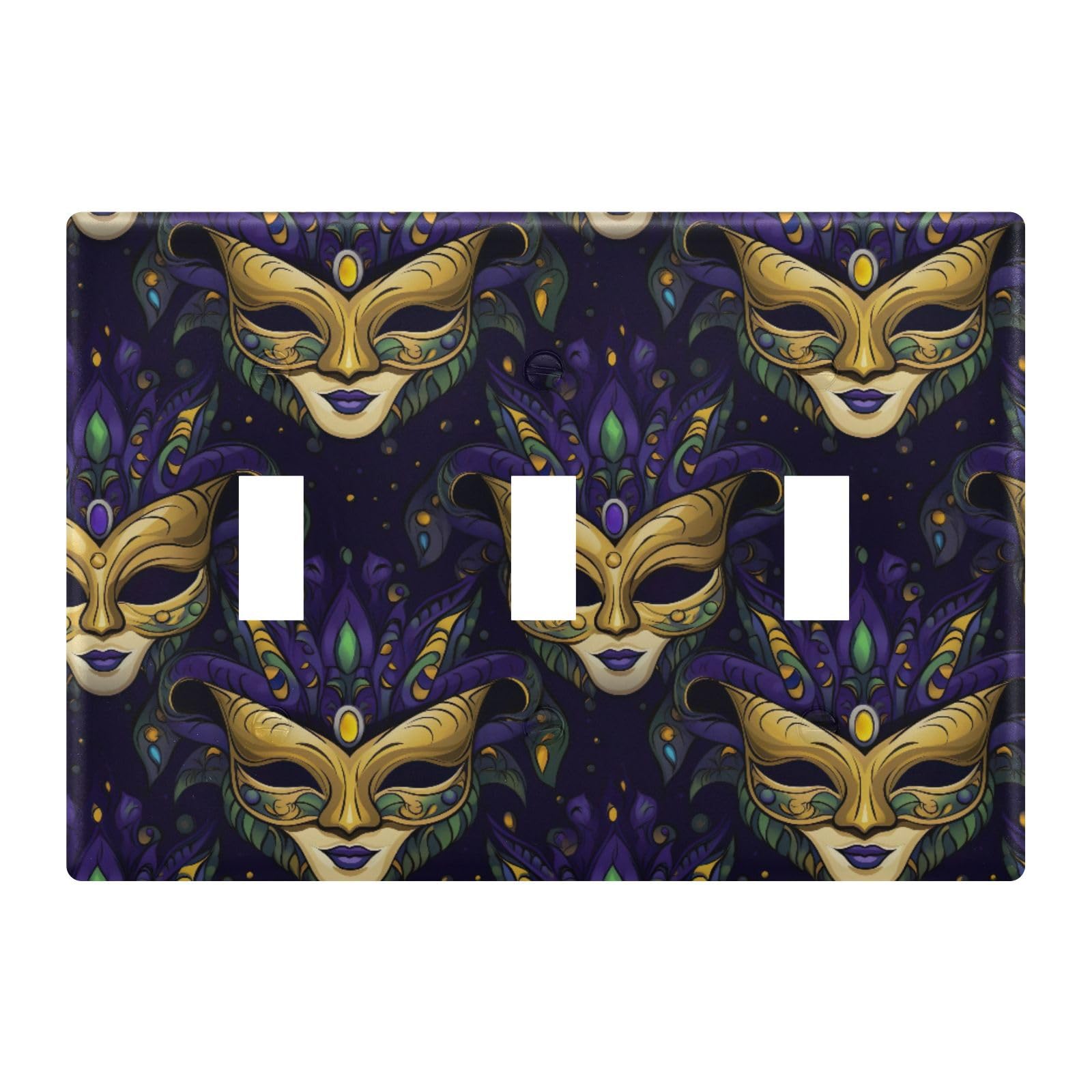 Light Switch Cover Mardi Gras Mask Wall Plates for Electrical Outlets 3 Gang 202a8571