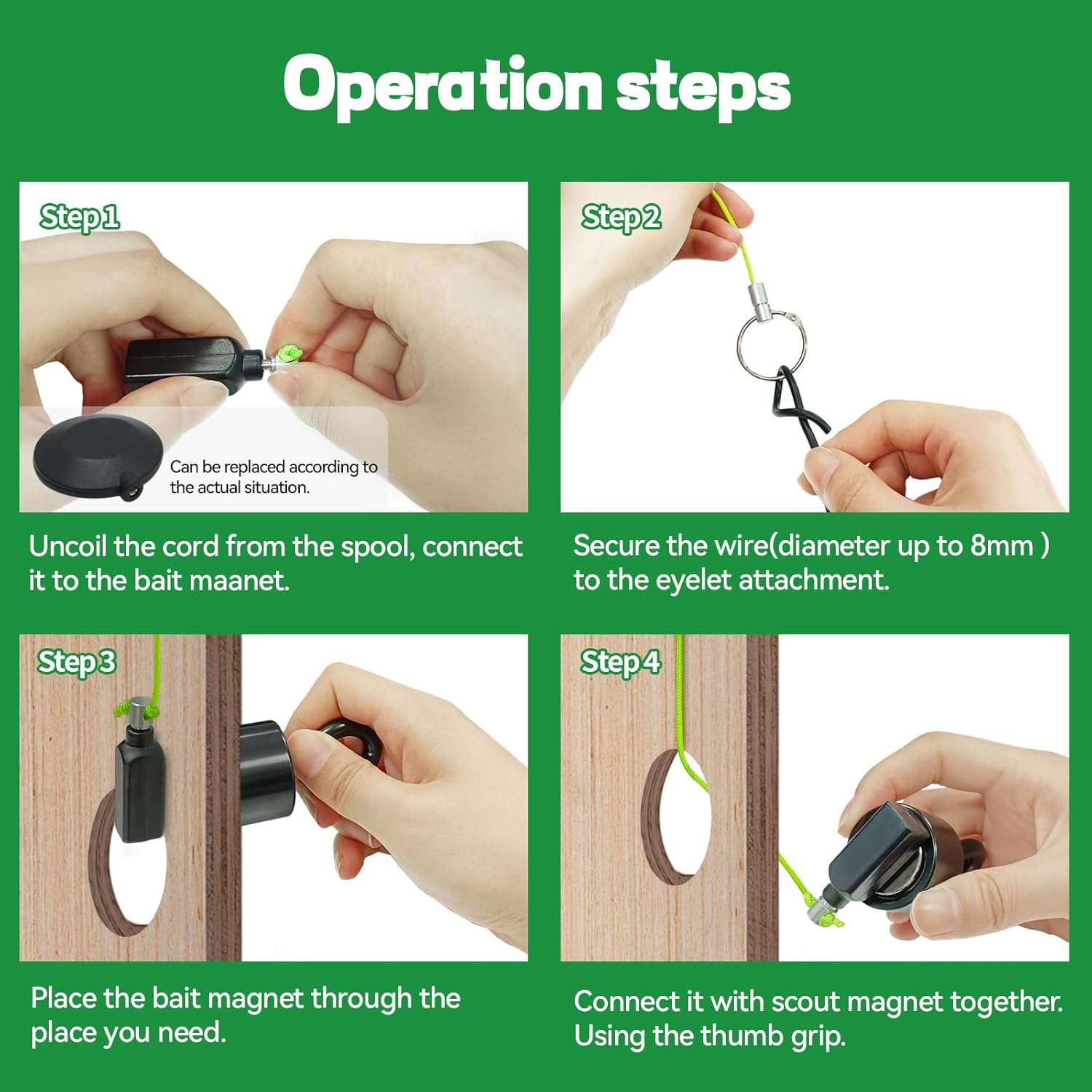 DTLHCNCT Magnetic Wire Puller Kit - Wiremag Fish Tape with Magnet for Running Wires & Cables Behind Walls Indoor/Outdoor - Image 5