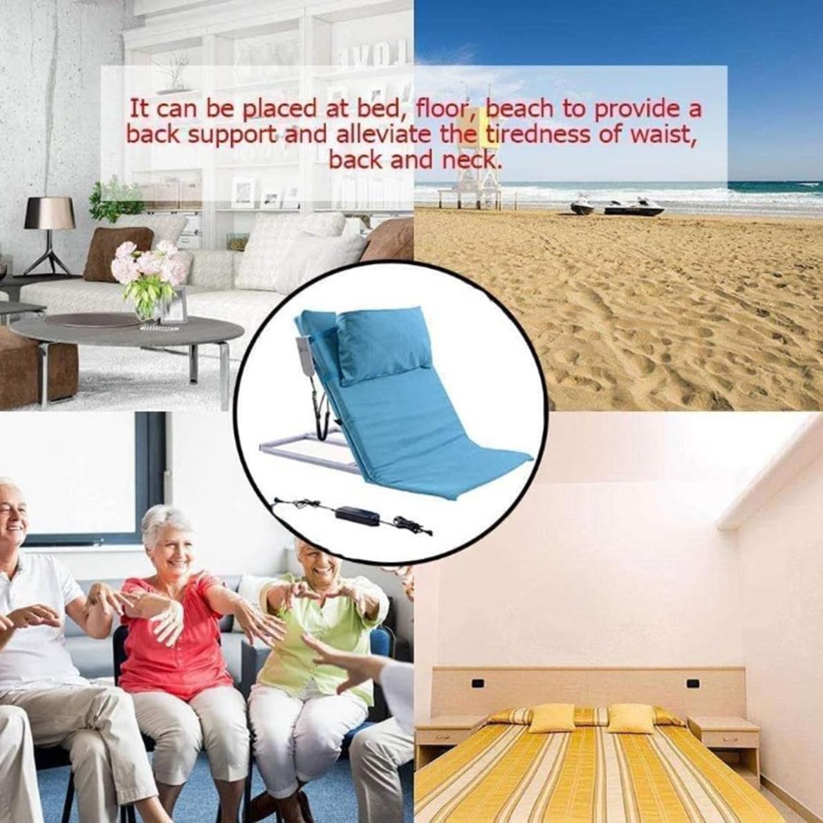 Respaldo de Cama Elevador eléctrico, Elevador de Almohada médico portátil para Cuello, Soporte Lumbar, colchón Ajustable, Ayuda para Sentarse y levantarse.