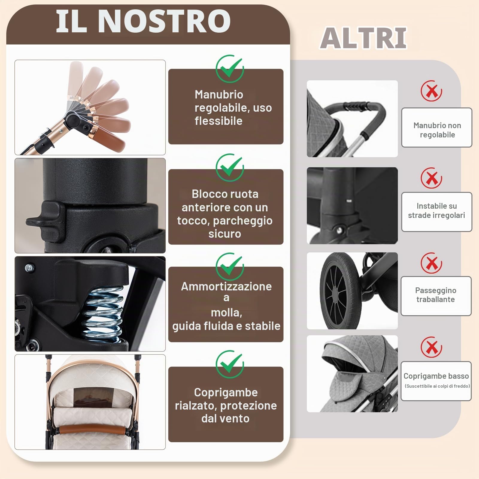 Zkiprm Passeggino 3 in 1 - passeggino neonati con Seggiolino Auto - Passeggino Pieghevole - Maniglia Regolabile in Altezza | Copripioggia | Sacco Piedi | Zanzariera | Portabibite,0-3