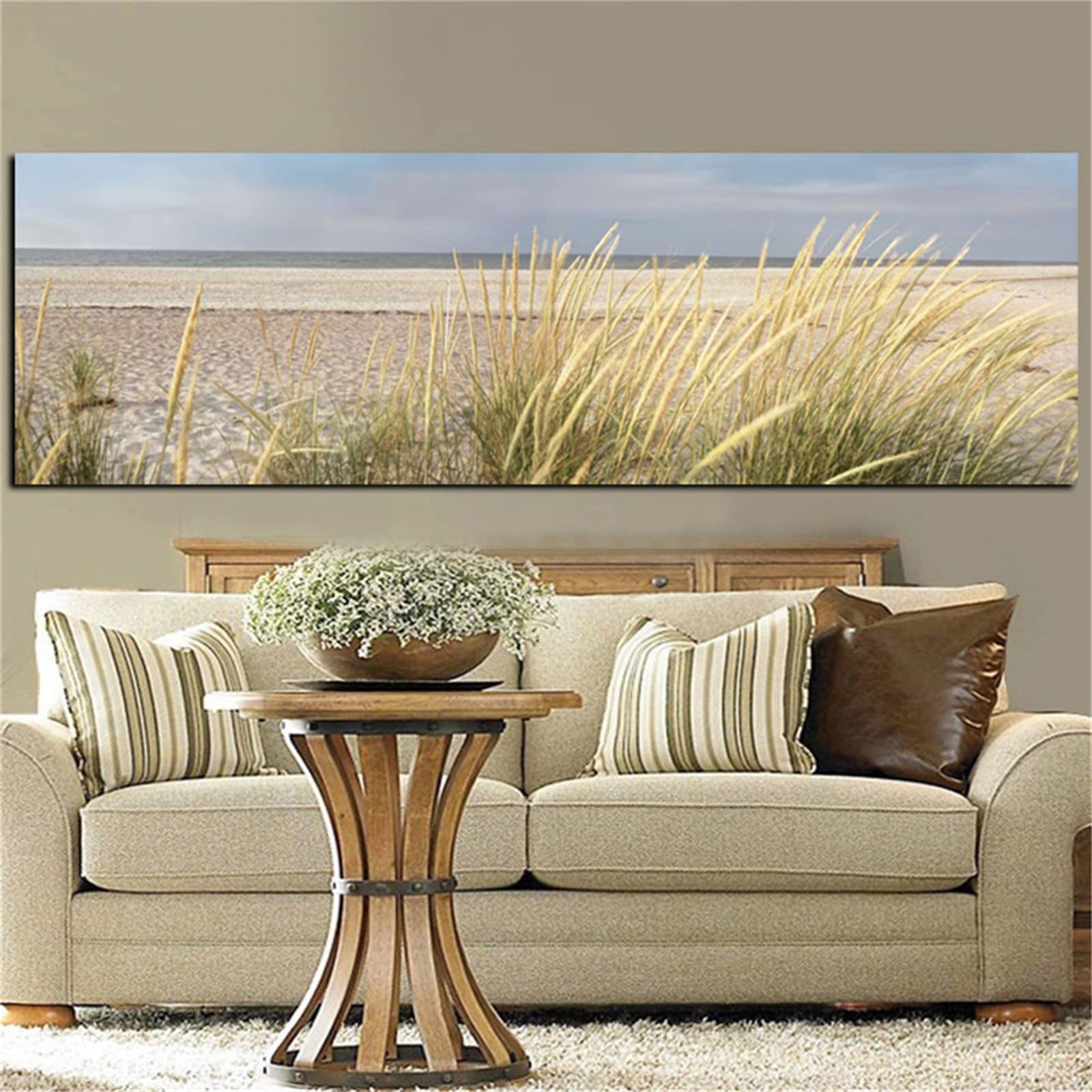 Diamant Painting 5D paysage marin paysage de plage,Broderie Diamant kit Peinture Numero Adulte Strass Art Dots,140x70cm Grand format Diamond Painting Complet Enfant,Canevas Tableau Maison Décor Murale