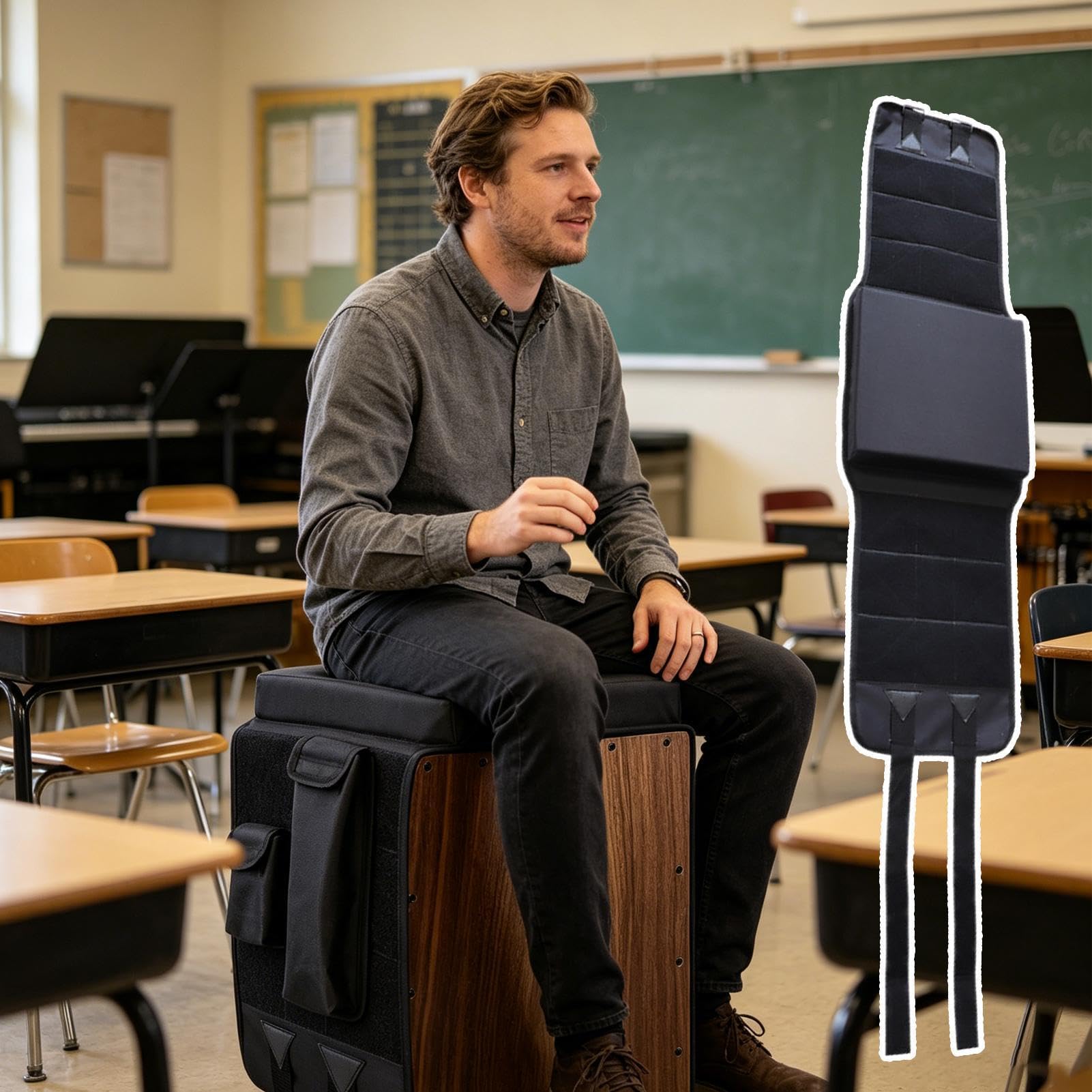 Asiento Cajón Con 2 Bolsillos Laterales Ajustable Antideslizante Y Ligero | Asiento Cajón Percusión Para Salas De Práctica Escuelas Estudios De Grabación Y Músicos Percusionistas Itinerantes