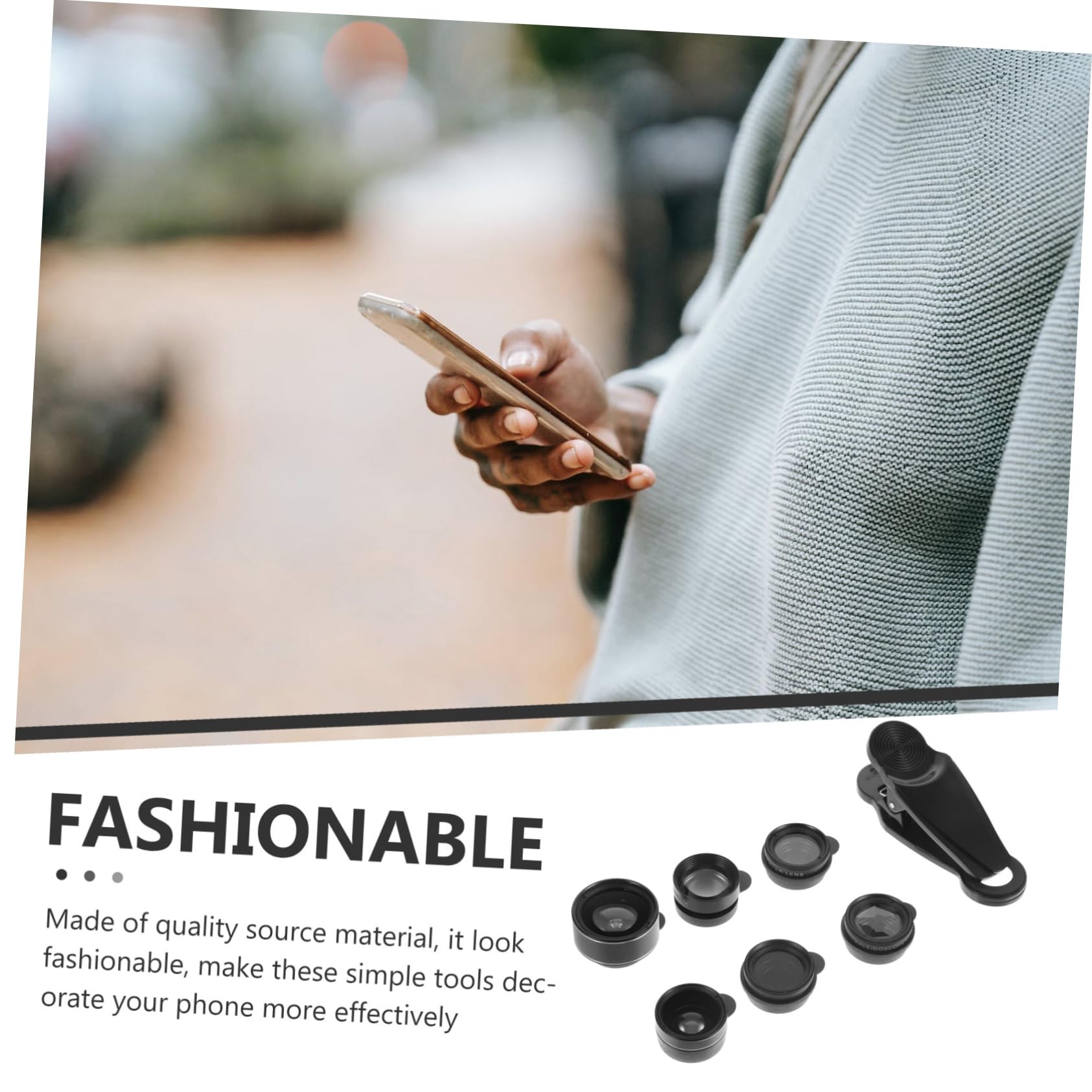 RORPOIR Universal Mobile Phone Lens Set 7-in-1 Lens Kit for Camera Wide Angle Telephoto