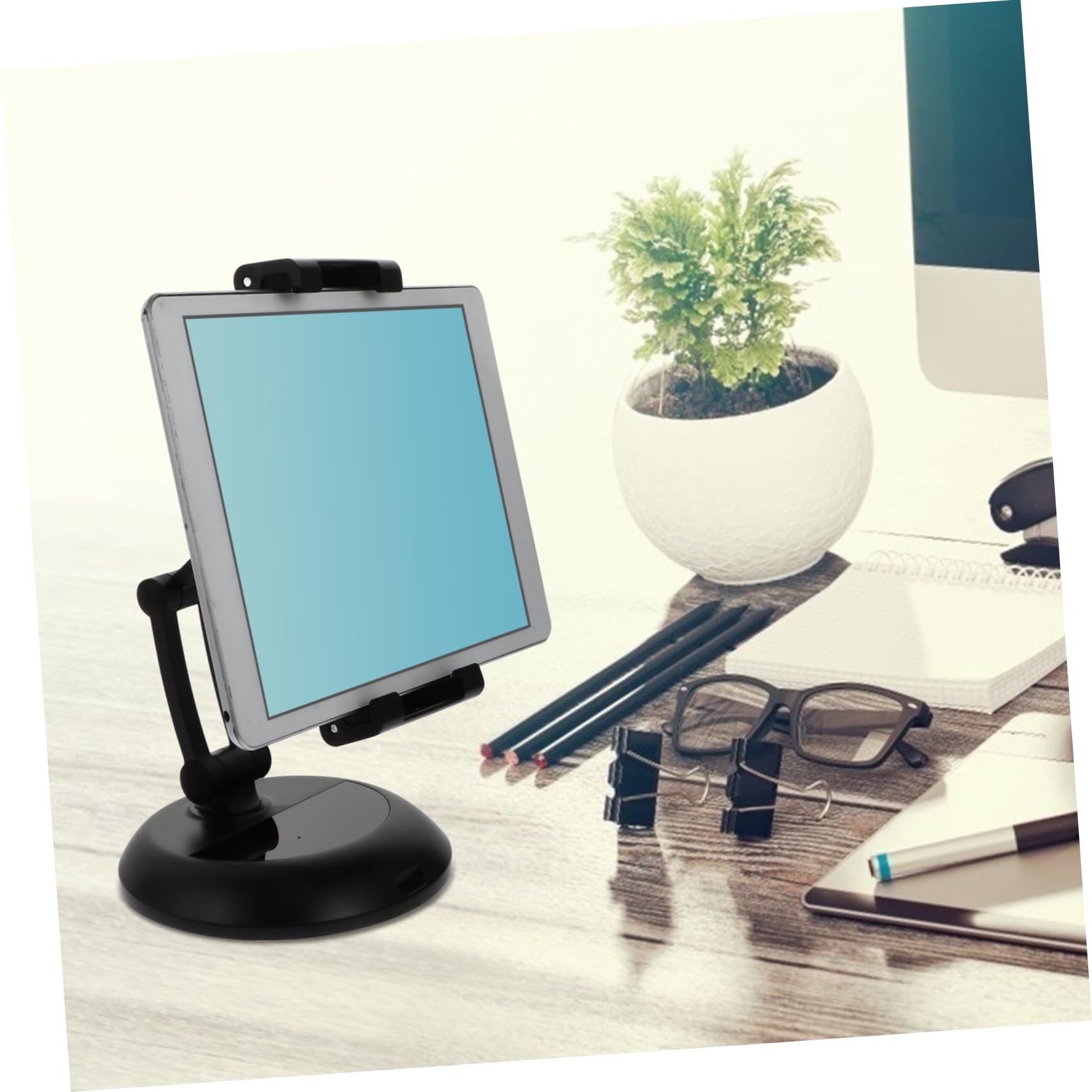 SEWACC Support pour Tablette et Téléphone de Bureau Réglable Noir Abs Métal