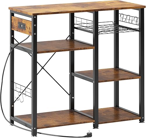 Miniatura 14 de SogesHome Estante de 4 niveles para microondas, estante organizador de almacenamiento de cocina, aperitivo de café para el hogar, cocina, sala de