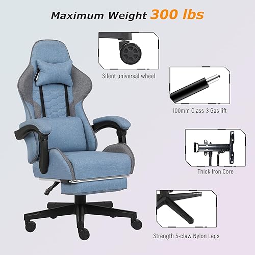 Miniatura 6 de Silla para videojuegos, silla de oficina para computadora con reposapiés, reposabrazos de enlace y soporte lumbar, sillas ergonómicas de respaldo