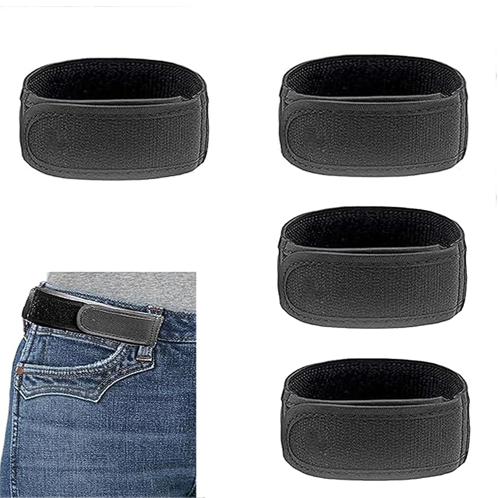 NONEOYNO 4 Pcs No Buckle Elastic Belt, belt buckles for men, For Men For Walking, Jeans Pants, ConvenienceBelt, Men's and Women's ﻿ (Black)