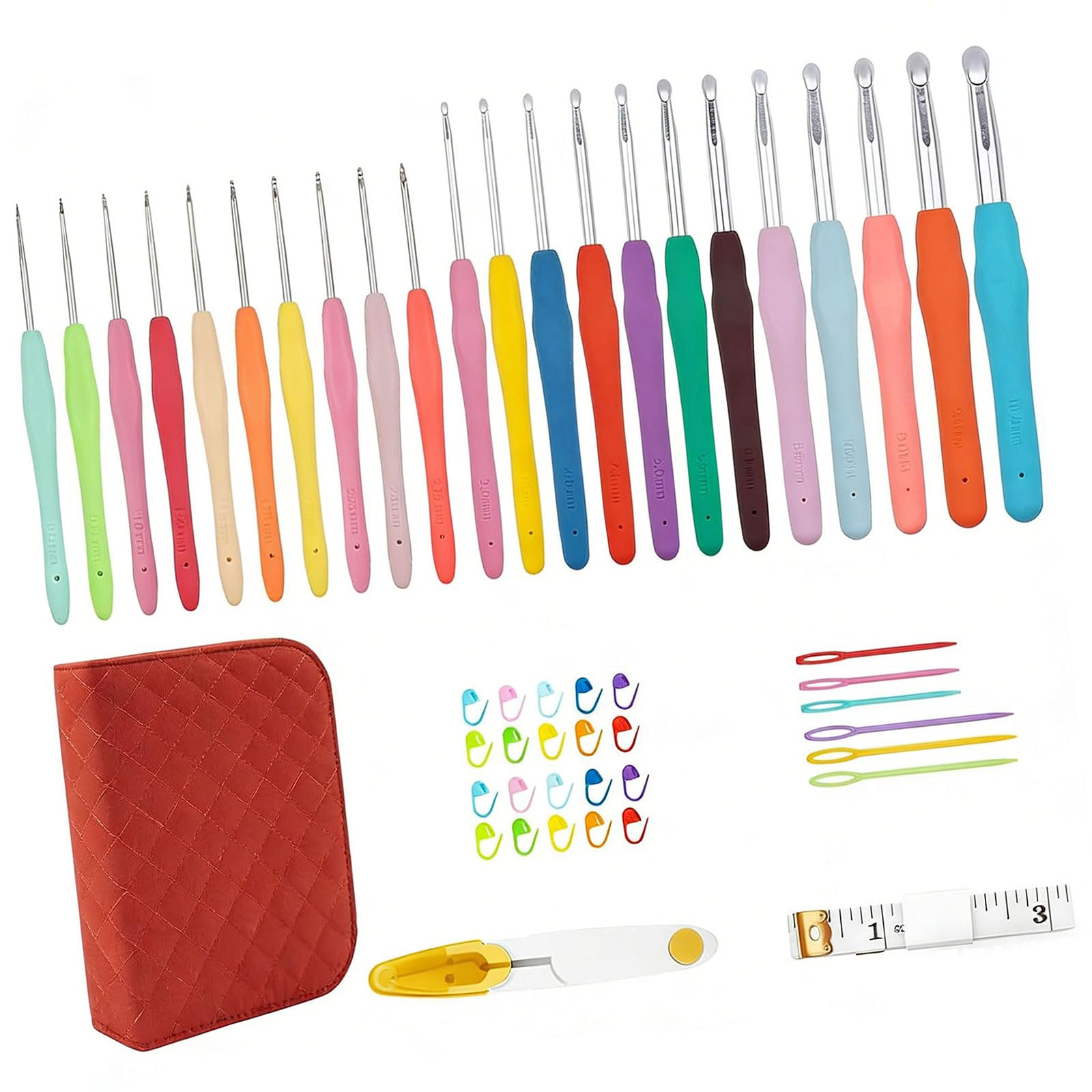 Msioytog and Crochet Set 51Pieces with Yarn and Accessories for Craft Soft Thread Novices