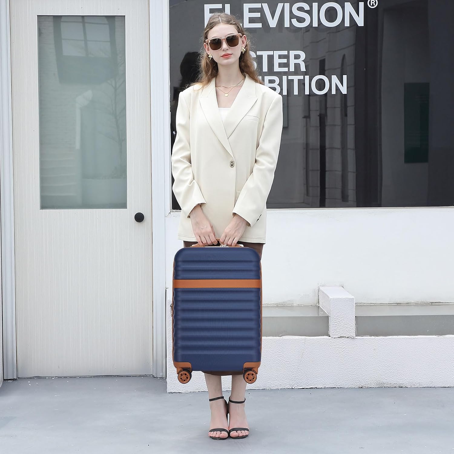 Kono Airline Approved Carry On Luggage 22x14x9 inches, with TSA Lock, 20 Inch Expandable Lightweight Hardshell Suitcase (Navy, Suitable for 1-3 Days of Travel) - Image 5