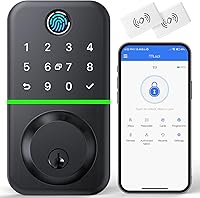 KUCACCI Smart Fingerprint Deadbolt: Keyless Entry Door Lock with Keypad, Bluetooth App Control, NFC for Front Door