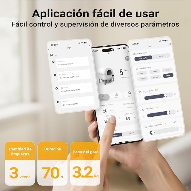 Foto 4 de 8 de Fudajo Arenero autolimpiable para Gatos controlable por App, con Puerto USB y Mecanismo de Seguridad avanzado