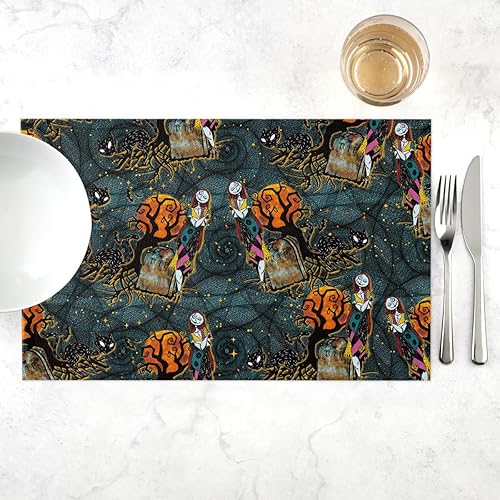 Miniatura 4 de 4 manteles individuales de Halloween, decoraciones de Halloween, lindos manteles individuales de Sally y gato, manteles individuales de Pesadilla